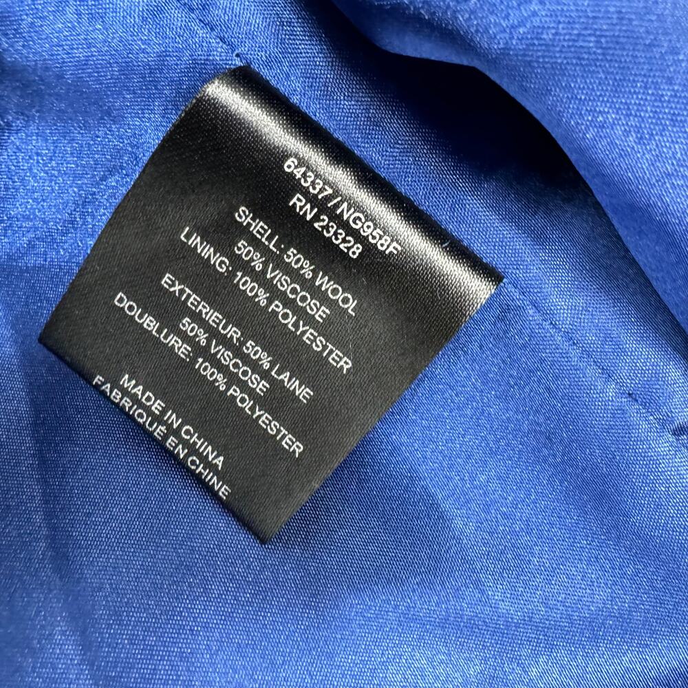 Vintage Blue Wool Blend Shawl Coat Snap Closure Size 18 Forecaster of Boston - Picture 10 of 10